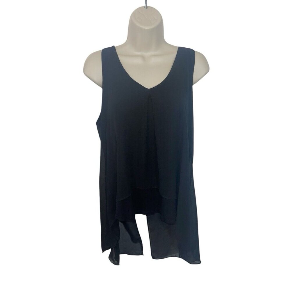 NEIMAN MARCUS Women's Size Medium Black High Low Blouse
